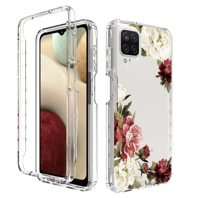 

For Samsung Galaxy A12 PC+TPU Transparent Painted Phone Case(Rose)