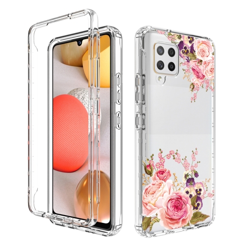 

For Samsung Galaxy A42 5G PC+TPU Transparent Painted Phone Case(Pink Rose)