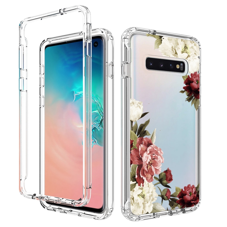 

For Samsung Galaxy S10 PC+TPU Transparent Painted Phone Case(Rose)