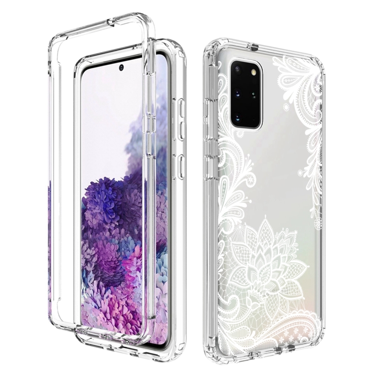 

For Samsung Galaxy S20+ PC+TPU Transparent Painted Phone Case(White Flower)