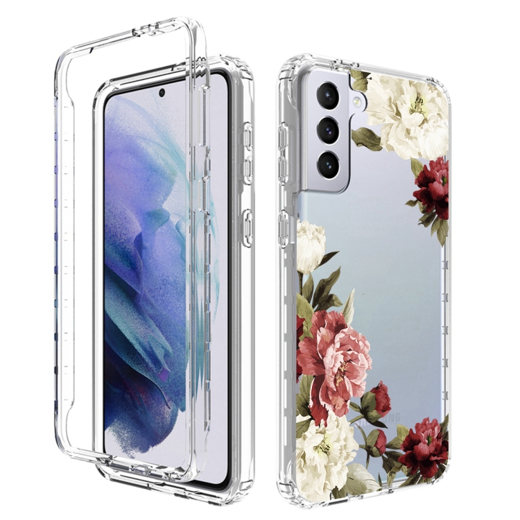 

For Samsung Galaxy S21+ 5G PC+TPU Transparent Painted Phone Case(Rose)