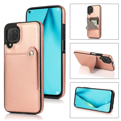 

For Huawei P40 Lite Pure Color Oblique Card PU + TPU Phone Case(Rose Gold)