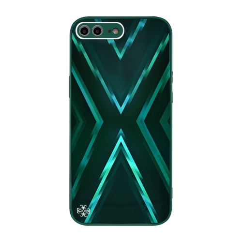 

9XA Texture TPU + Tempered Glass Phone Case For iPhone 8 Plus / 7 Plus(Green)