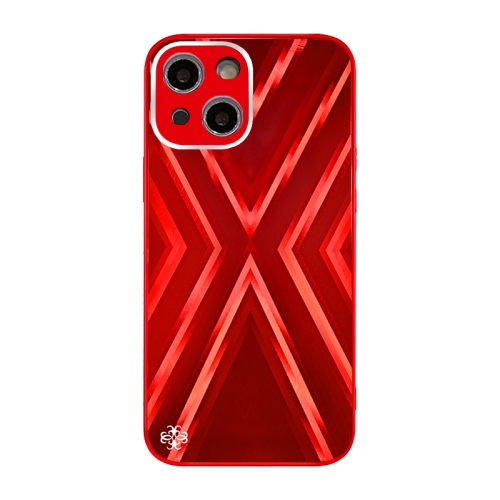 

9XA Texture TPU + Tempered Glass Phone Case For iPhone 13(Red)