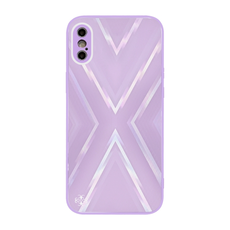 

9XA Texture TPU + Tempered Glass Phone Case For iPhone XS / X(Purple)