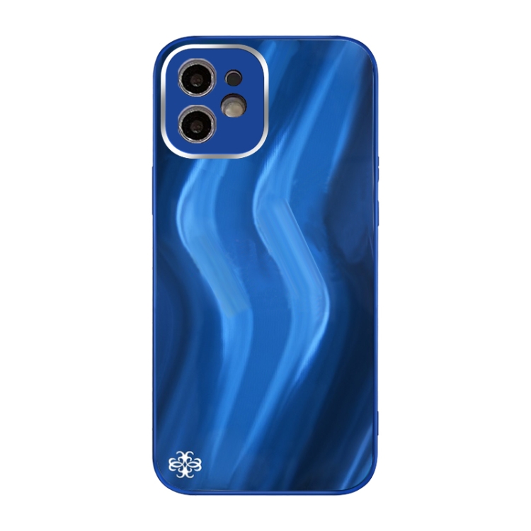 

Lightning Texture TPU + Tempered Glass Phone Case For iPhone 12(Blue)