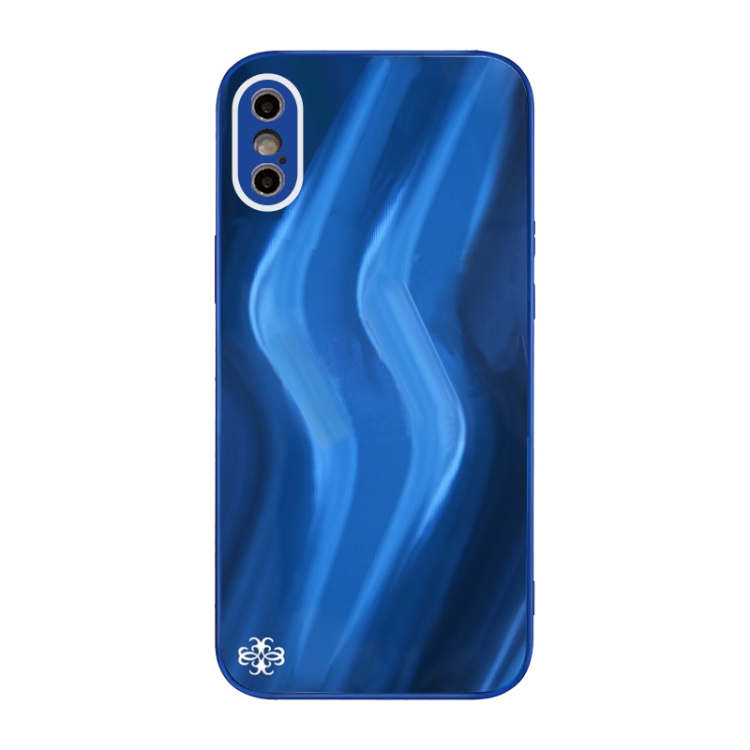 

Lightning Texture TPU + Tempered Glass Phone Case For iPhone XS Max(Blue)