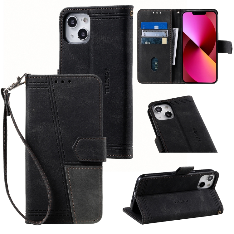 

Splicing Leather Phone Case For iPhone 13(Black)