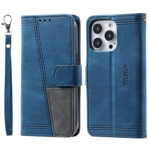 

Splicing Leather Phone Case For iPhone 11 Pro Max(Blue)