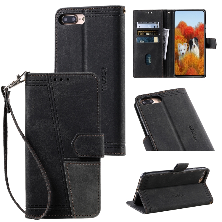 

Splicing Leather Phone Case For iPhone 8 Plus / 7 Plus(Black)
