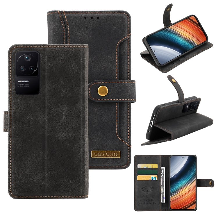 

For Xiaomi Redmi K40S Copper Buckle Leather Phone Case(Black)