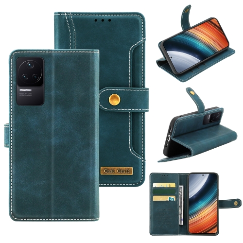 

For Xiaomi Redmi K50 Pro Copper Buckle Leather Phone Case(Green)