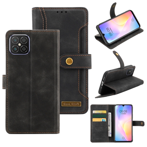 

For Huawei nova 8 SE Copper Buckle Leather Phone Case(Black)