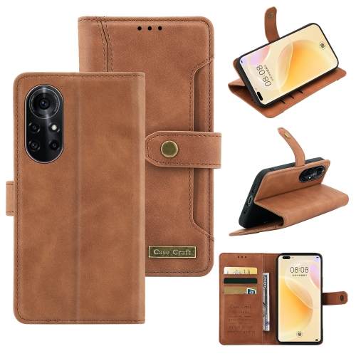 

For Huawei nova 8 Copper Buckle Leather Phone Case(Brown)