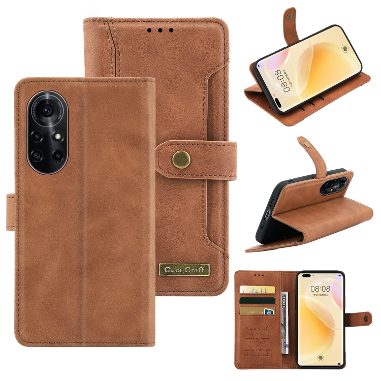 

For Huawei nova 8 Pro 5G Copper Buckle Leather Phone Case(Brown)