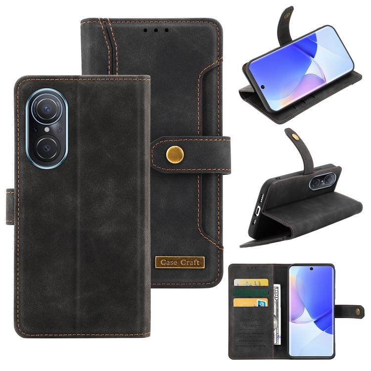 

For Huawei nova 9 SE Copper Buckle Leather Phone Case(Black)
