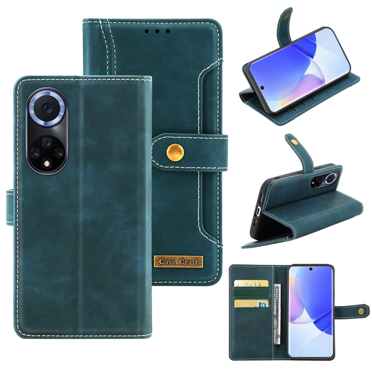

For Huawei nova 9 Copper Buckle Leather Phone Case(Green)