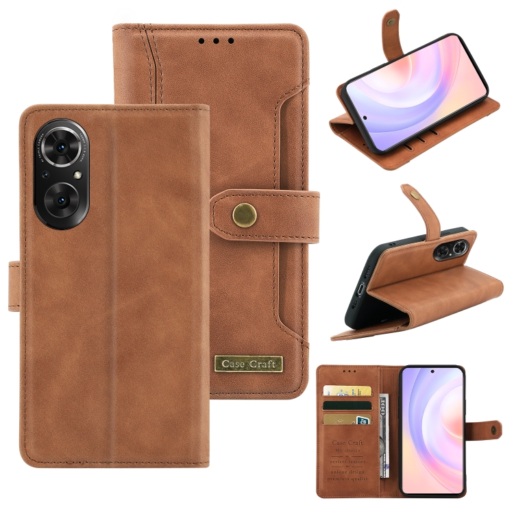 

For Honor 50 SE Copper Buckle Leather Phone Case(Brown)