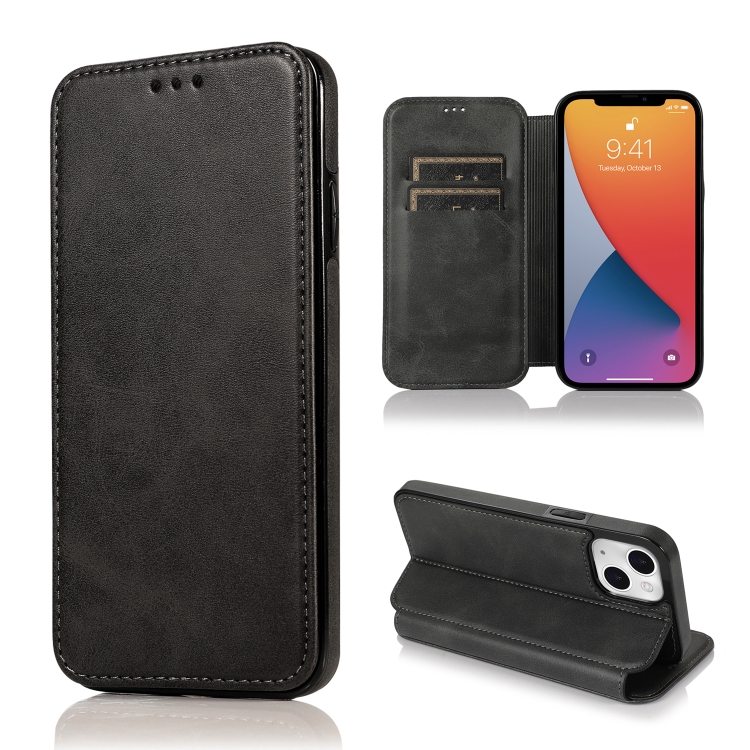 

Knight Magnetic Suction Leather Phone Case For iPhone 13(Black)