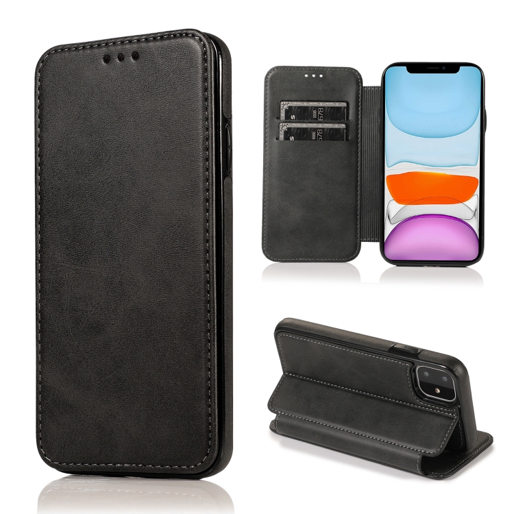 

For iPhone 11 Knight Magnetic Suction Leather Phone Case (Black)