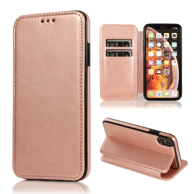 For iPhone X XS Knight Magnetic Suction Leather Phone Case