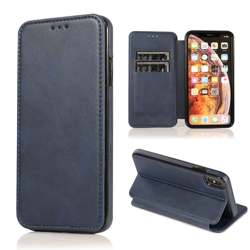 

For iPhone X / XS Knight Magnetic Suction Leather Phone Case(Blue)