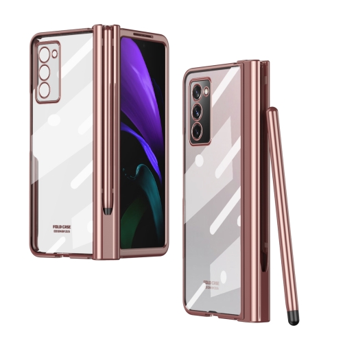 

For Samsung Galaxy Z Fold2 5G Electroplating Hinge Phone Case with Stylus(Pink)