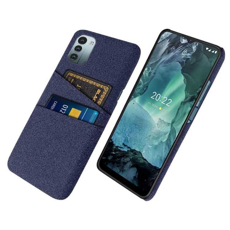 

For Nokia G21 Cloth Texture Card Slot PC+Nylon Phone Case(Blue)