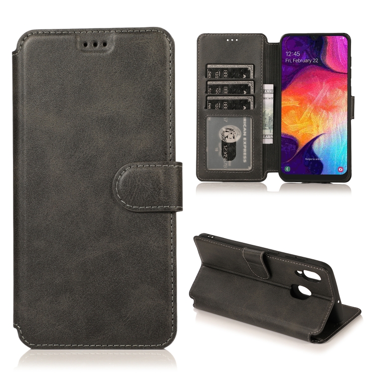 

For Samsung Galaxy A30 Shockproof PU + TPU Leather Phone Case(Black)