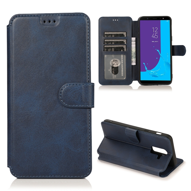 

For Samsung Galaxy J8 2018 Shockproof PU + TPU Leather Phone Case(Blue)