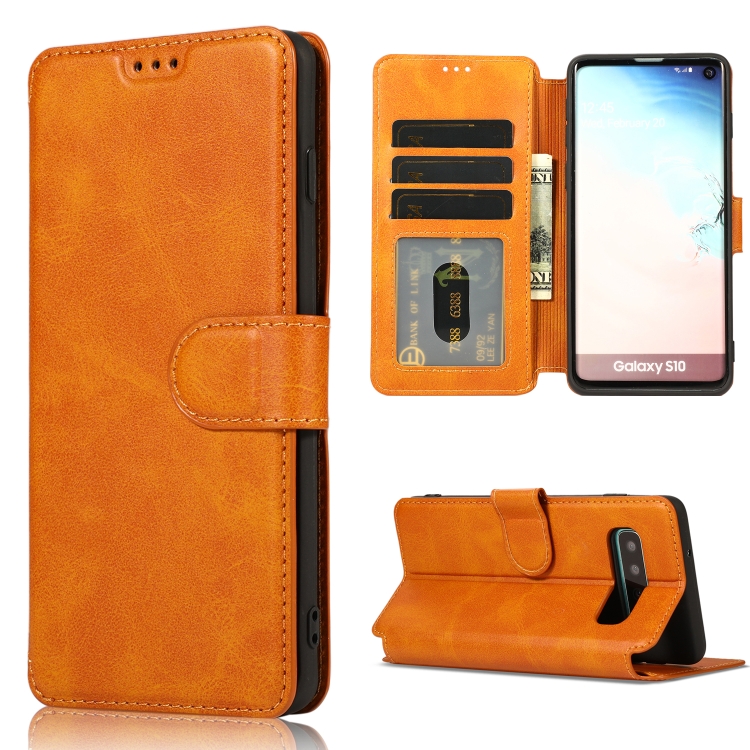 

For Samsung Galaxy S10+ Shockproof PU + TPU Leather Phone Case(Khaki)