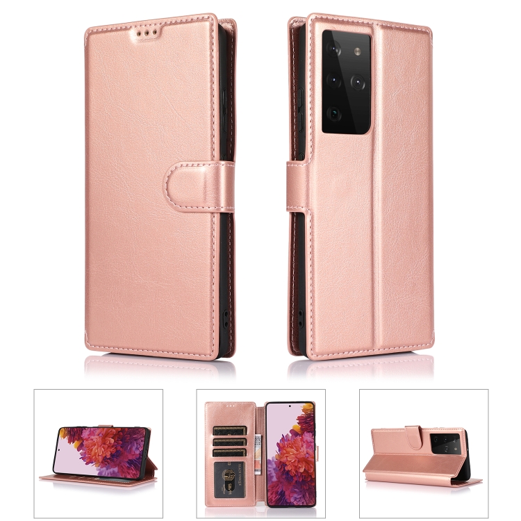 

For Samsung Galaxy S21 Ultra 5G Shockproof PU + TPU Leather Phone Case(Rose Gold)