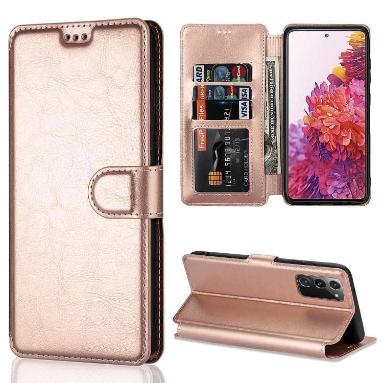 

For Samsung Galaxy S20 FE Shockproof PU + TPU Leather Phone Case(Rose Gold)
