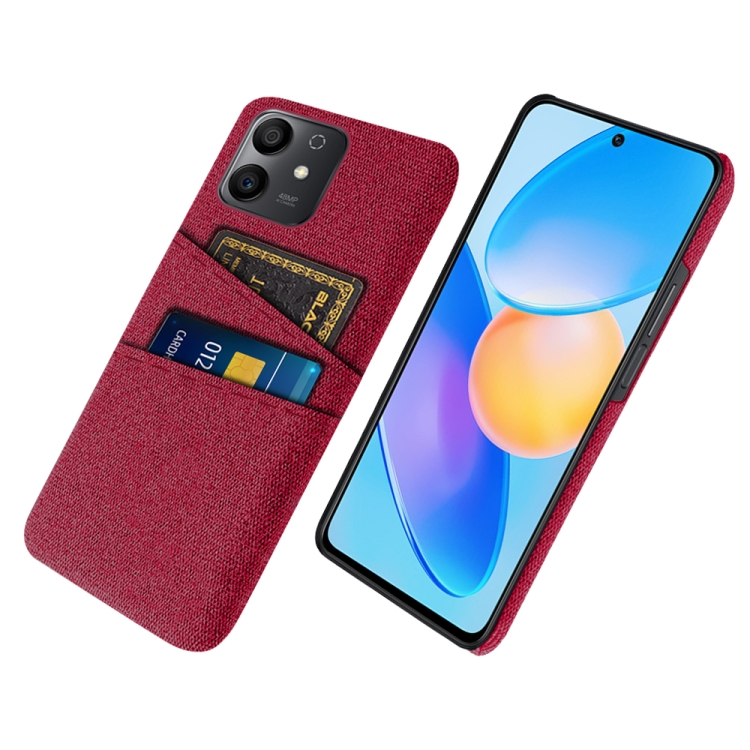 

For Honor Play6T Pro Cloth Texture Card Slot PC+Nylon Phone Case(Red)