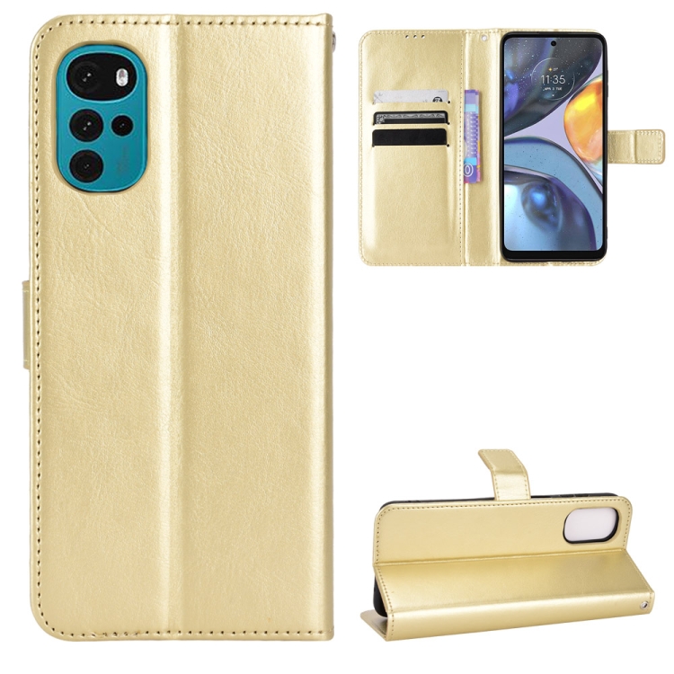 

For Motorola Moto G22 Retro Crazy Horse Texture Leather Phone Case(Gold)