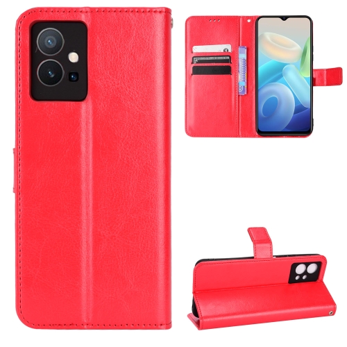 

For vivo Y55 5G / T1 5G / Y75 5G Retro Crazy Horse Texture Leather Phone Case(Red)