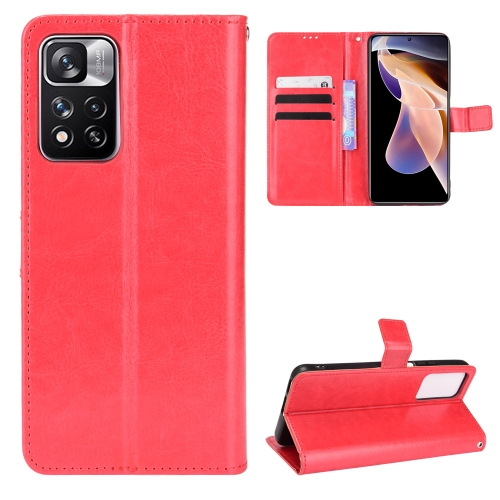 

For Xiaomi Poco X4 NFC /Redmi Note 11 Pro China Retro Crazy Horse Texture Leather Phone Case(Red)