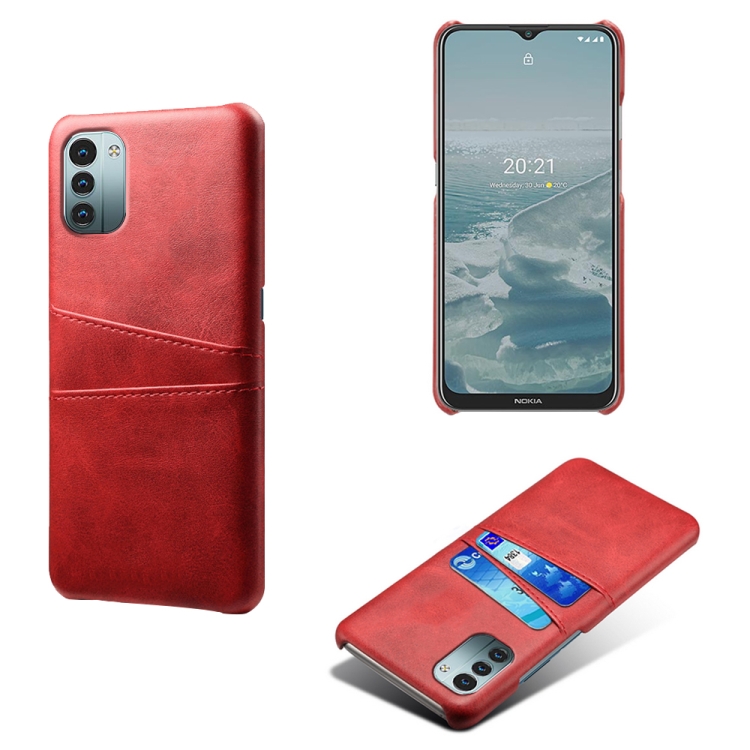 

For Nokia G11 Calf Texture Card Slots PC+PU Leather Phone Case(Red)