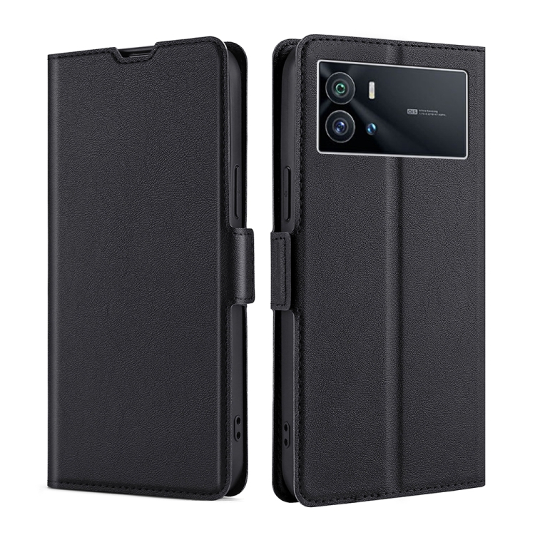 

For vivo iQOO 9 5G Ultra-thin Voltage Side Buckle Horizontal Flip Leather Phone Case(Black)