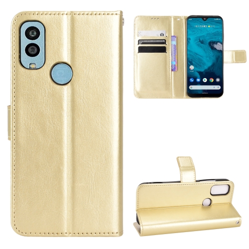 

For Kyocera Android One S9 Retro Crazy Horse Texture Leather Phone Case(Gold)