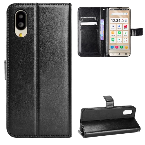 

For Sharp Simple Sumaho 6 Retro Crazy Horse Texture Leather Phone Case(Black)