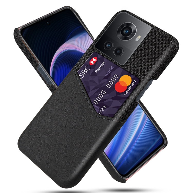 

For OnePlus Ace Cloth Texture Card Slot PC+PU Leather Phone Case(Black)