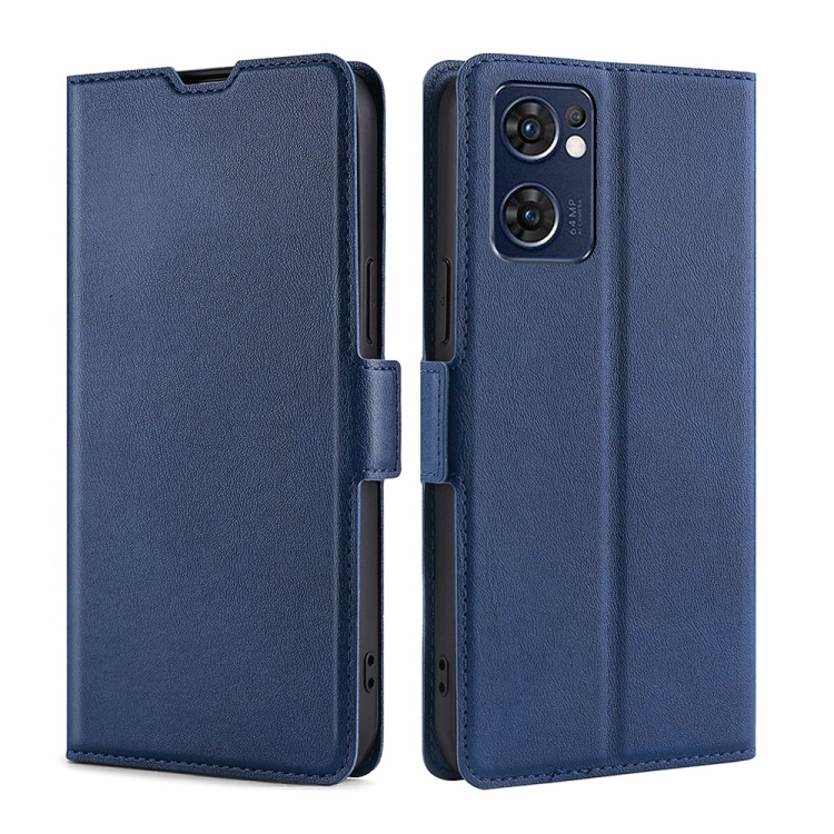 

For OPPO Find X5 Lite Ultra-thin Voltage Side Buckle Horizontal Flip Leather Phone Case(Blue)