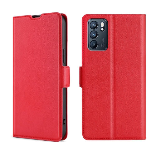 

For OPPO Reno6 Ultra-thin Voltage Side Buckle Horizontal Flip Leather Phone Case(Red)