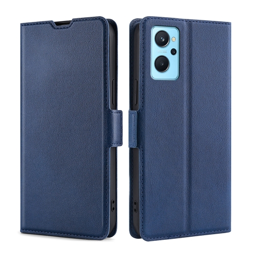 

For OPPO Realme 9i/A36 4G/A96 4G/K10 4G/A76 4G Ultra-thin Voltage Side Buckle Horizontal Flip Leather Phone Case(Blue)