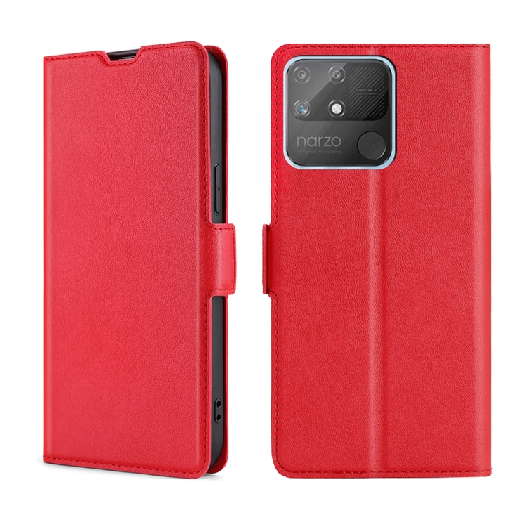 

For OPPO Realme Narzo 50A Ultra-thin Voltage Side Buckle Horizontal Flip Leather Phone Case(Red)