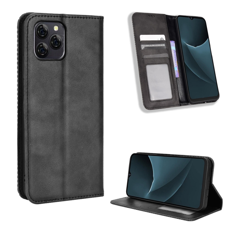 

For Blackview A95 Magnetic Buckle Retro Texture Leather Phone Case(Black)
