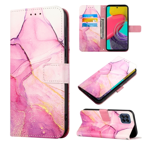

For Samsung Galaxy M33 5G PT003 Marble Pattern Flip Leather Phone Case(Pink Purple Gold LS001)