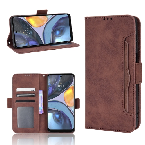 

For Motorola Moto G22 Skin Feel Calf Texture Card Slots Leather Phone Case(Brown)