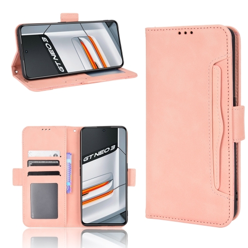 

For OPPO Realme GT Neo3 Skin Feel Calf Texture Card Slots Leather Phone Case(Pink)